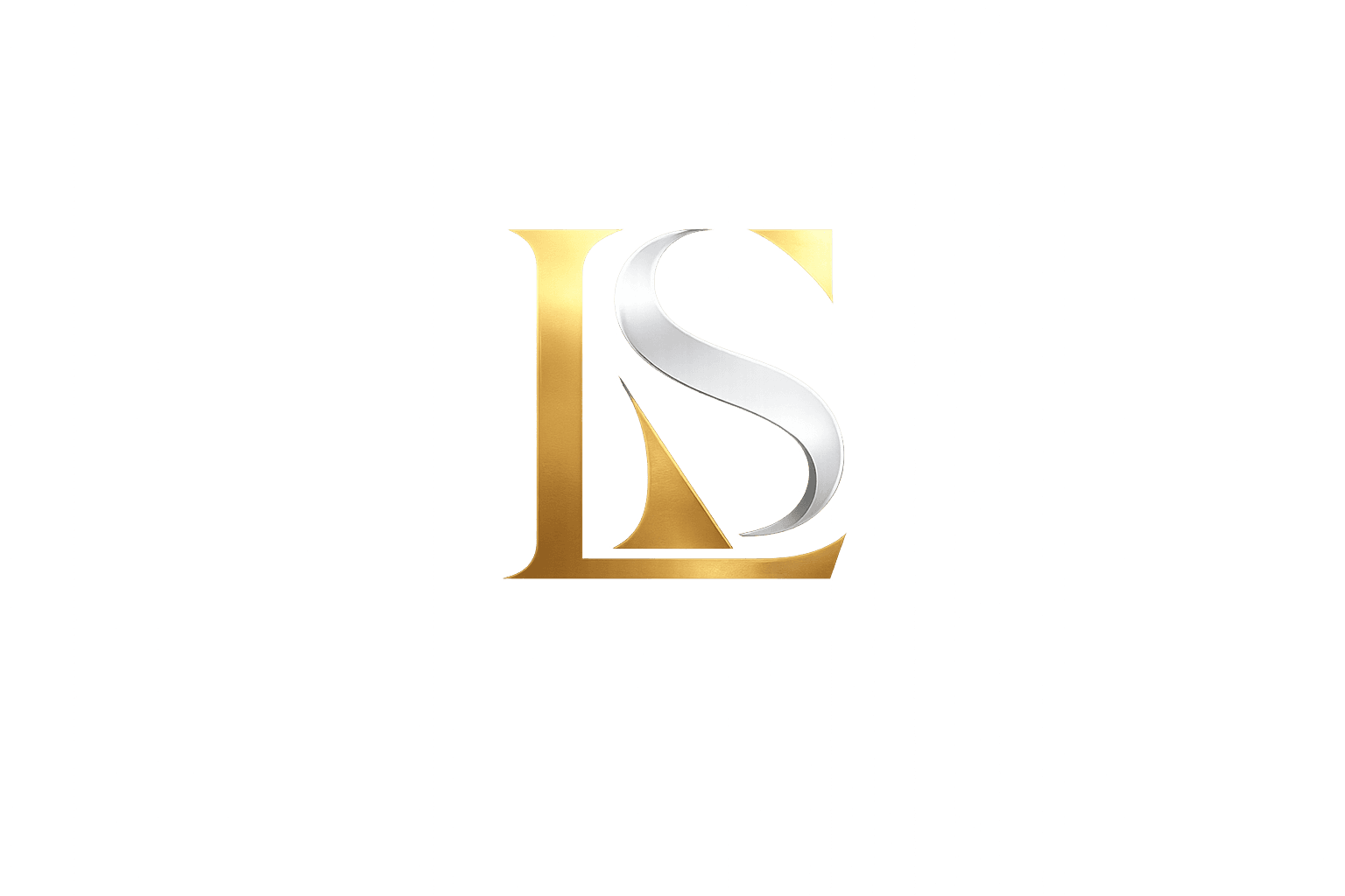 Intertwined gold and silver metallic logo featuring letters L and S on white background.